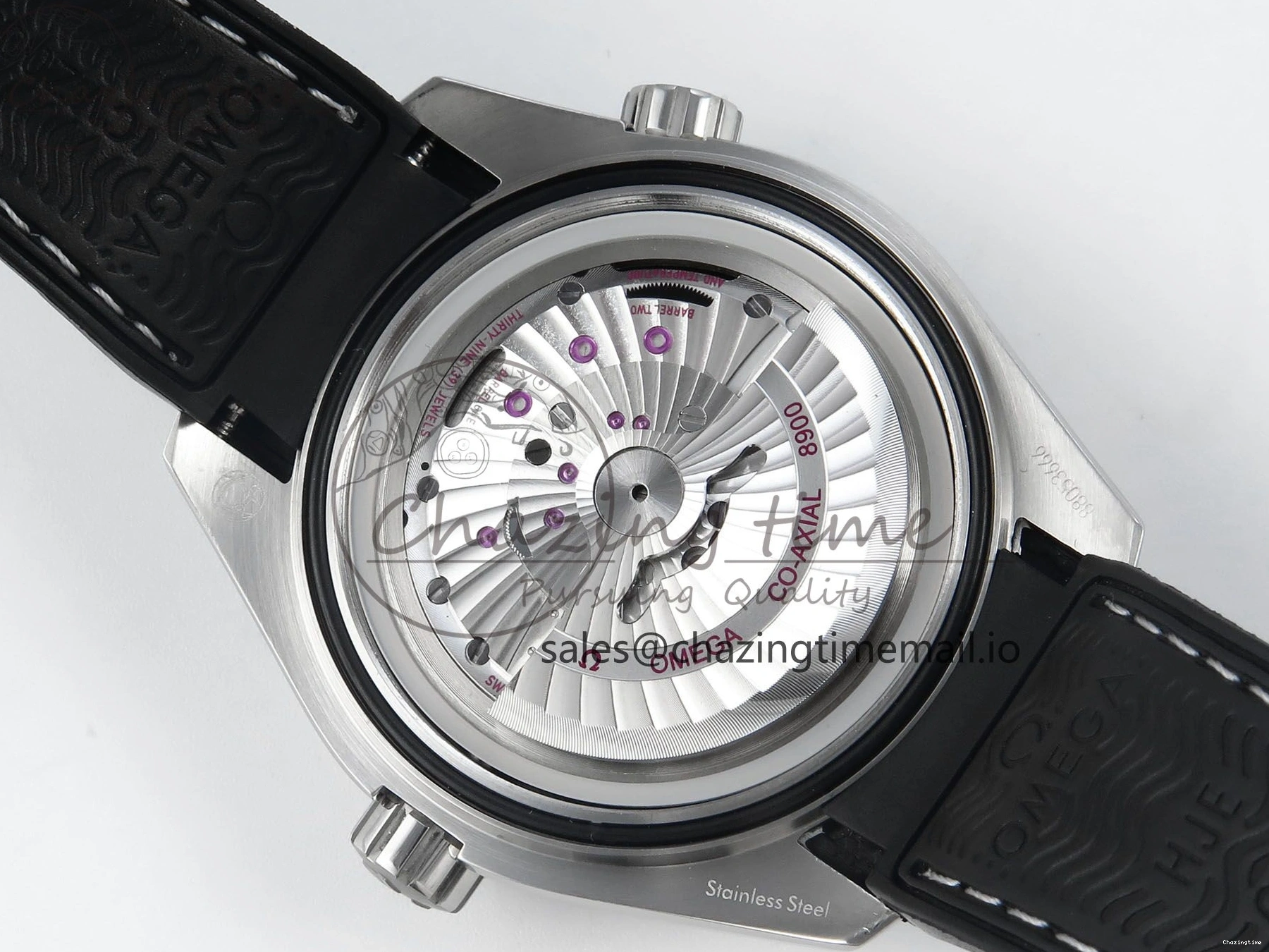 0216 Unisex Seamaster Planet Ocean 600M 43.5mm SS SCF 1:1 Best Edition Black Bezel Black Dial on Black Rubber Strap A8900 Super Clone 7664